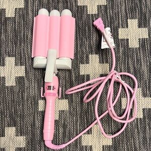 Pink Hair Waver with Digital Display 1 1/4” Barrels
